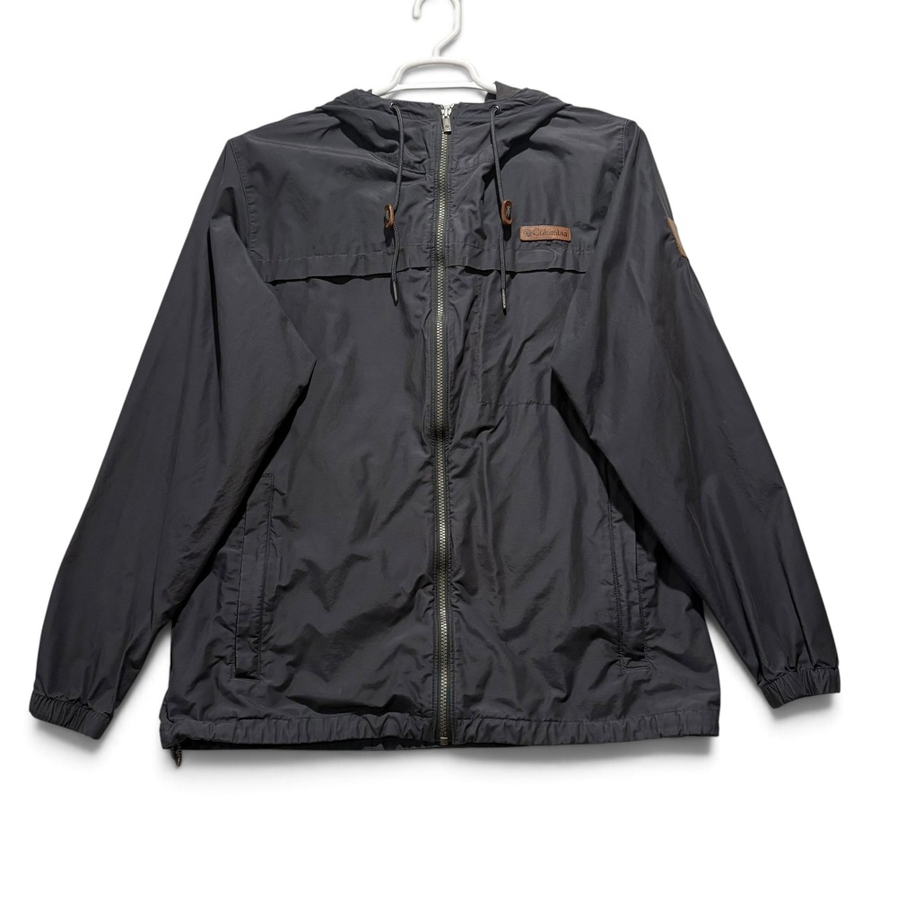 Columbia Wheeler Peak Jacket Men's Size Lg Gray Hooded Windbreaker